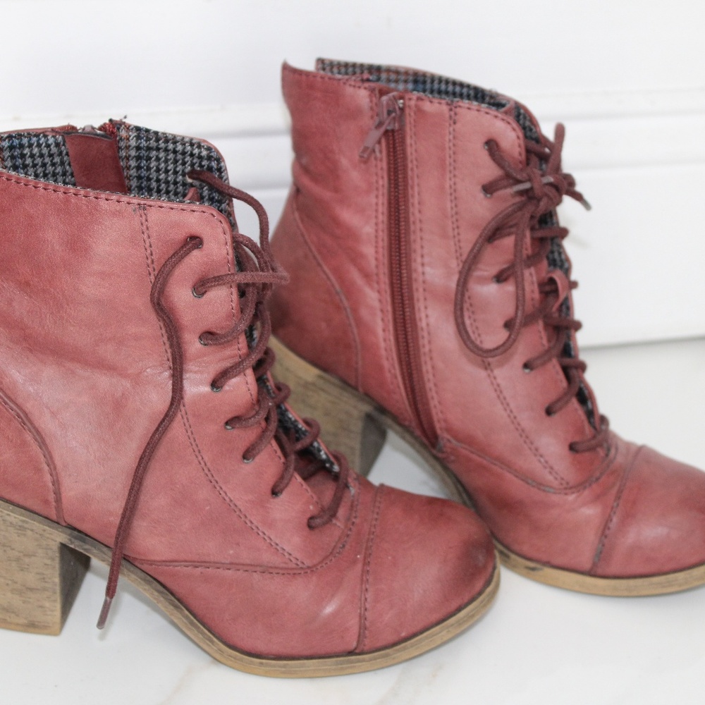 Rustic Red Heeled  Ankle Boot